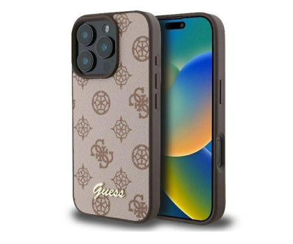 Etui do telefonów GUESS Peony Script Logo do iPhone 16 Pro Max brązowy GUHMP16XPGPYSW